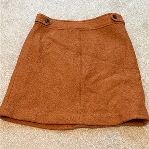LOFT Tan Wool Mini Skirt with Button Detail